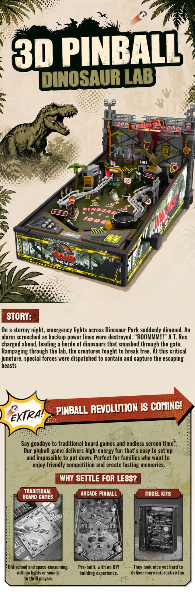 ROKR Dinosaur Lab Pinball  Test complet et avis  Pinball Xperience