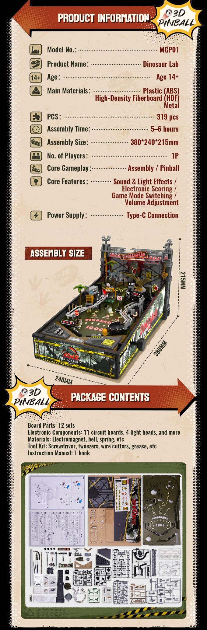 ROKR Dinosaur Lab Pinball  Test complet et avis  Pinball Xperience